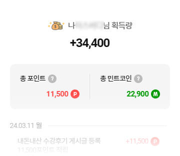 포인트 획득량 예시 이미지